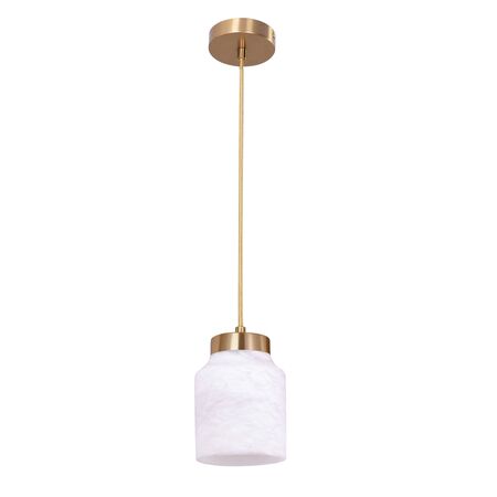 Pendant Light ES Jar White Alabaster Brass 120mm CLA Lighting