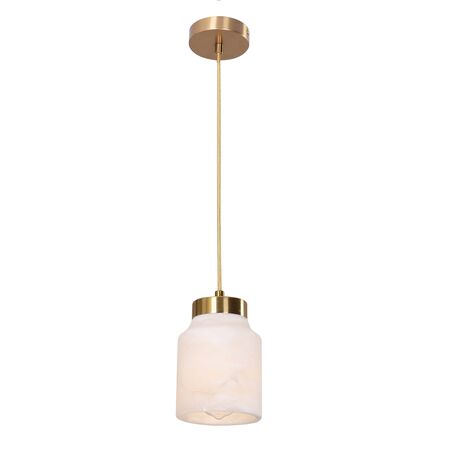 Pendant Light ES Jar White Alabaster Brass 120mm CLA Lighting