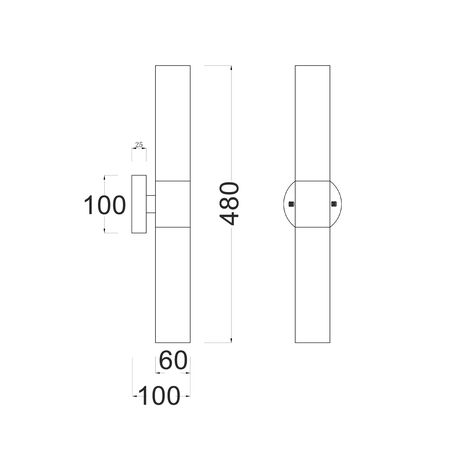 Wall Light Up/Down 2 Light ES Tubular Black 60mm CLA Lighting