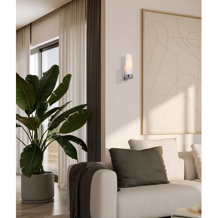 Wall Light Uplight ES Tubular Opal Glass Black 60mm CLA Lighting