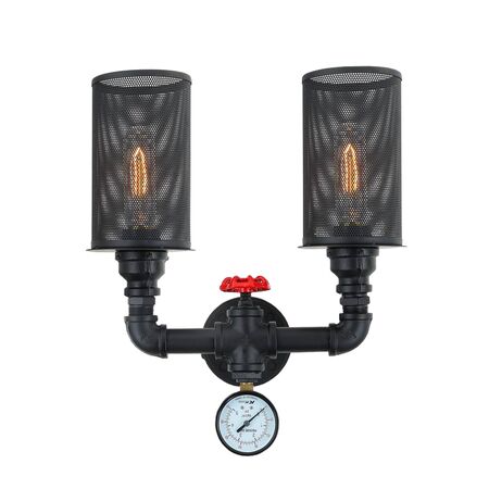 Wall Light 2 Light ES Oblong Black Mesh CLA Lighting