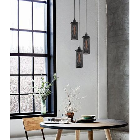Pendant Light 3 Light ES Black Mesh Oblong 320mm CLA Lighting