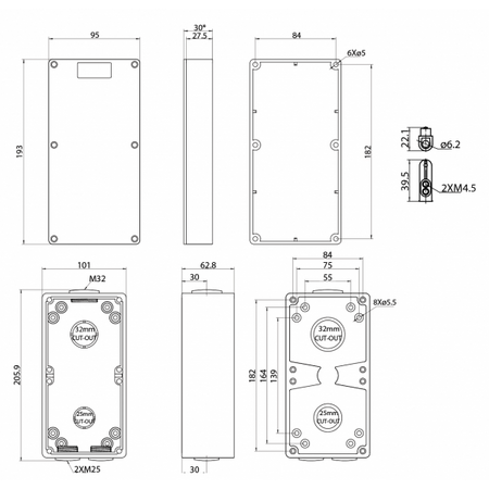 Junction Box 2 Gang IP66 40A with Connectors Buffalo Trader