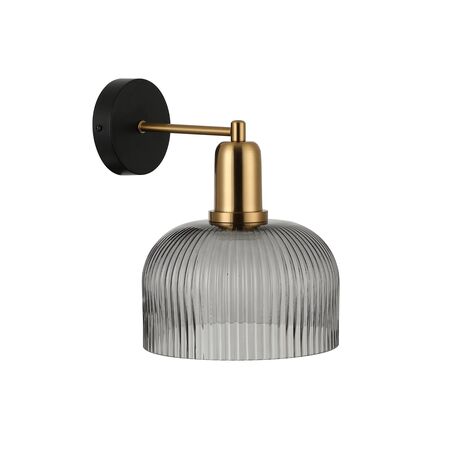 Wall Light ES Dome Green Glass Antique Brass 200mm CLA Lighting