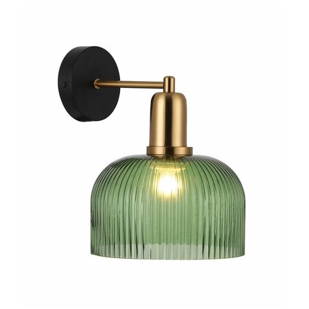 Wall Light ES Dome Smokey Black Antique Brass 200mm CLA Lighting