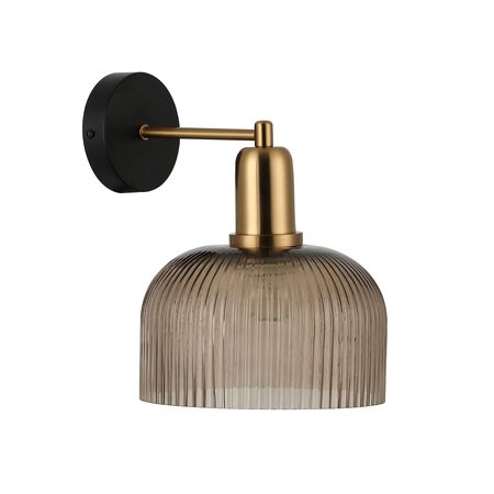 Wall Light ES Dome Green Glass Antique Brass 200mm CLA Lighting