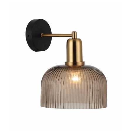 Wall Light ES Dome Chrome Glass Antique Brass 200mm CLA Lighting