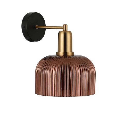 Wall Light ES Dome Chrome Glass Antique Brass 200mm CLA Lighting