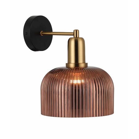 Wall Light ES Dome Smokey Black Antique Brass 200mm CLA Lighting