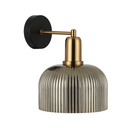 Wall Light ES Dome Smokey Black Antique Brass 200mm CLA Lighting