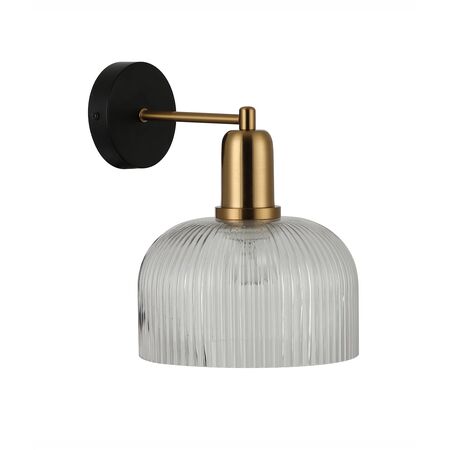 Wall Light ES Dome Smokey Black Antique Brass 200mm CLA Lighting