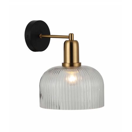 Wall Light ES Dome Green Glass Antique Brass 200mm CLA Lighting