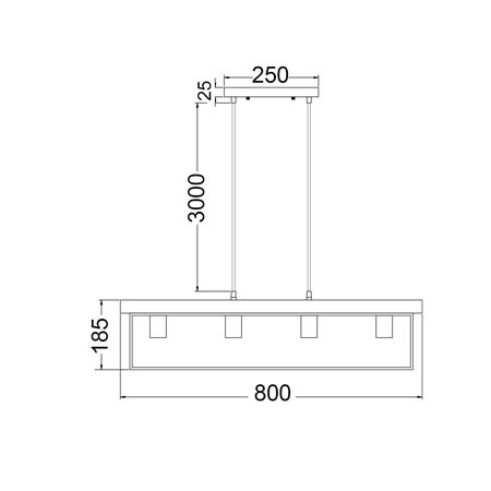 Pendant 4 Light ES Rectangular Wood Black 800mm CLA Lighting