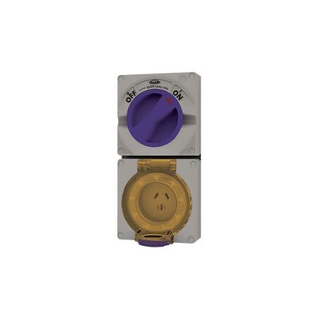 Combination Switched Socket IP66 20A 500V 5 Pin Buffalo Grey Trader
