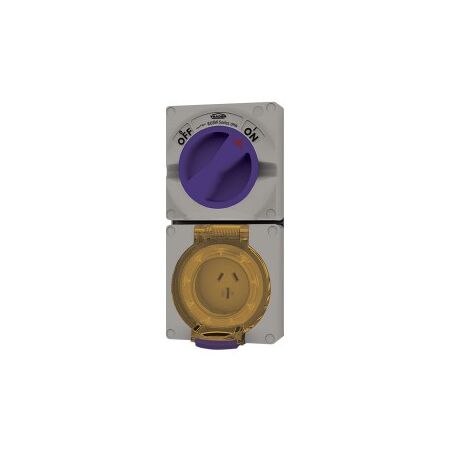 Combination Switched Socket IP66 20A 500V 5 Pin Buffalo Grey Trader
