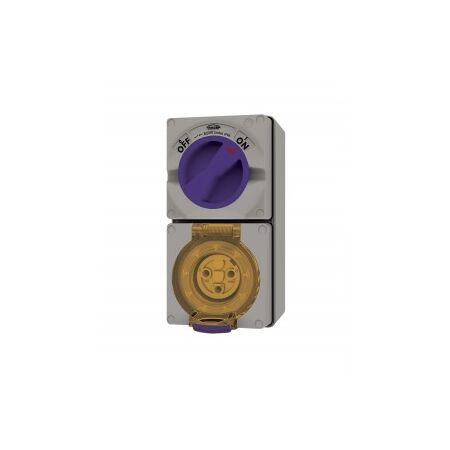 Combination Switched Socket IP66 20A 500V 5 Pin Buffalo Grey Trader