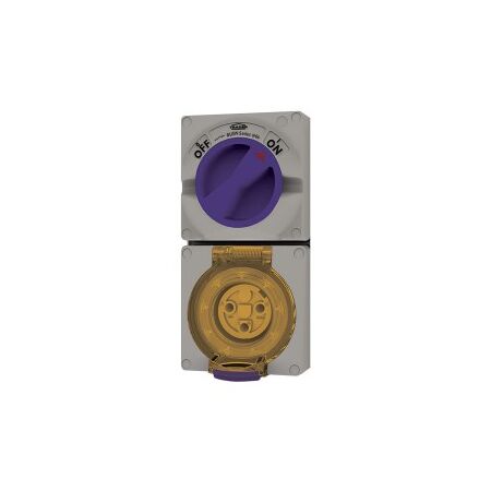 Combination Switched Socket IP66 20A 500V 5 Pin Buffalo Grey Trader