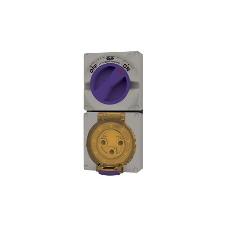 Combination Switched Socket IP66 20A 500V 5 Pin Buffalo Grey Trader