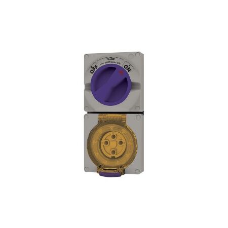 Combination Switched Socket IP66 20A 500V 5 Pin Buffalo Grey Trader