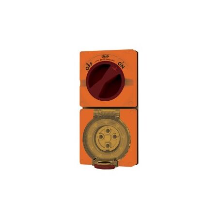 Combination Switched Socket IP66 40A 500V 5 Pin Buffalo Orange Trader