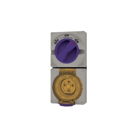 Combination Switched Socket IP66 20A 500V 5 Pin Buffalo Grey Trader
