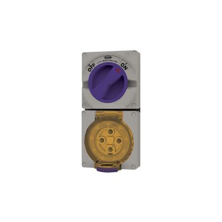 Combination Switched Socket IP66 20A 500V 5 Pin Buffalo Grey Trader