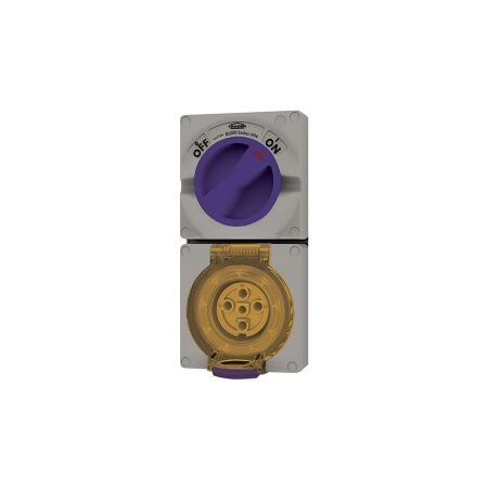 Combination Switched Socket IP66 20A 500V 5 Pin Buffalo Grey Trader