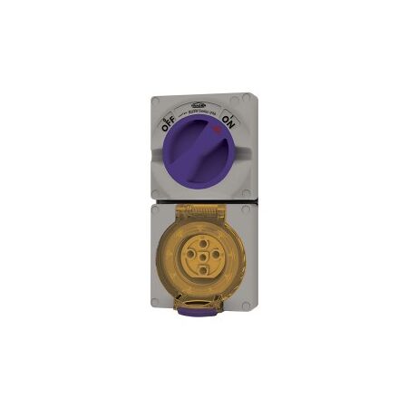 Combination Switched Socket IP66 20A 500V 5 Pin Buffalo Grey Trader