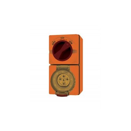 Combination Switched Socket IP66 40A 500V 5 Pin Buffalo Orange Trader