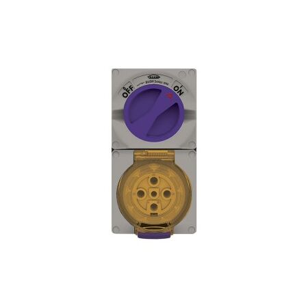 Combination Switched Socket IP66 20A 500V 5 Pin Buffalo Grey Trader