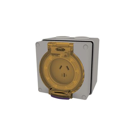 Socket Outlet IP66 10A 250V 3 Flat Pin Buffalo Grey Trader