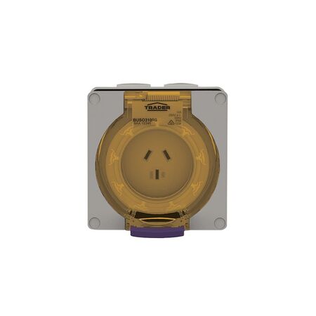 Socket Outlet IP66 10A 250V 3 Flat Pin Buffalo Grey Trader