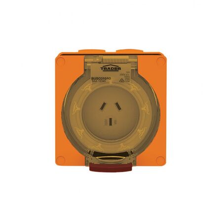 Socket Outlet IP66 10A 250V 3 Flat Pin Buffalo Orange Trader