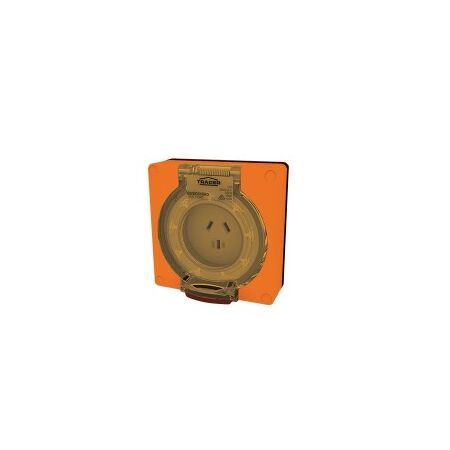 Socket Outlet IP66 20A 250V 3 Flat Pin Buffalo Orange Trader