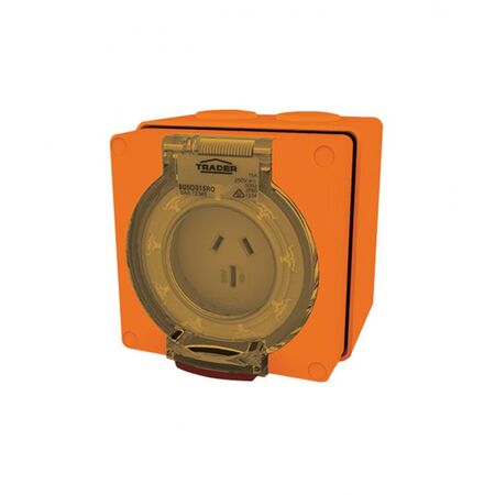 Socket Outlet IP66 15A 250V 3 Flat Pin Buffalo Orange Trader