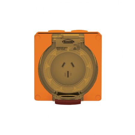 Socket Outlet IP66 15A 250V 3 Flat Pin Buffalo Orange Trader