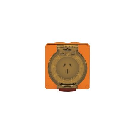 Socket Outlet IP66 20A 250V 3 Flat Pin Buffalo Orange Trader