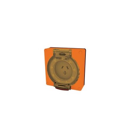 Socket Outlet IP66 20A 250V 3 Flat Pin Buffalo Orange Trader
