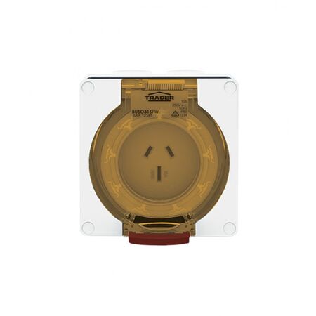 Socket Outlet IP66 15A 250V 3 Flat Pin Buffalo White Trader