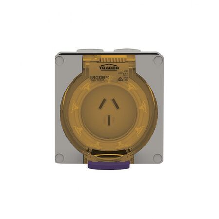 Socket Outlet IP66 20A 250V 3 Flat Pin Buffalo Grey Trader