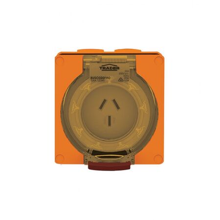 Socket Outlet IP66 20A 250V 3 Flat Pin Buffalo Orange Trader