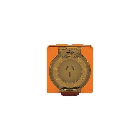 Socket Outlet IP66 10A 250V 3 Flat Pin Buffalo Orange Trader