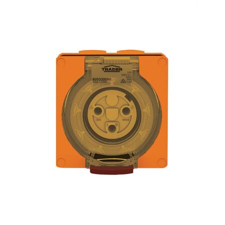 Socket Outlet IP66 20A 250V 3 Round Pin Buffalo Orange Trader