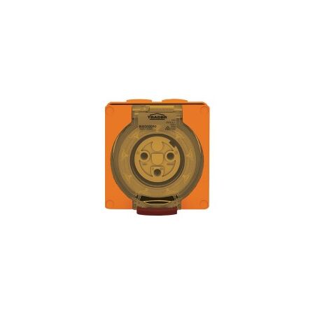 Socket Outlet IP66 20A 250V 3 Flat Pin Buffalo Orange Trader