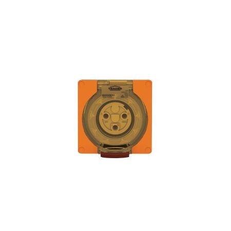 Socket Outlet IP66 20A 250V 3 Flat Pin Buffalo Orange Trader