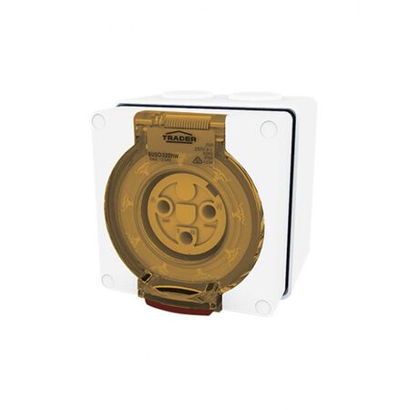 Socket Outlet IP66 20A 250V 3 Round Pin Buffalo White Trader
