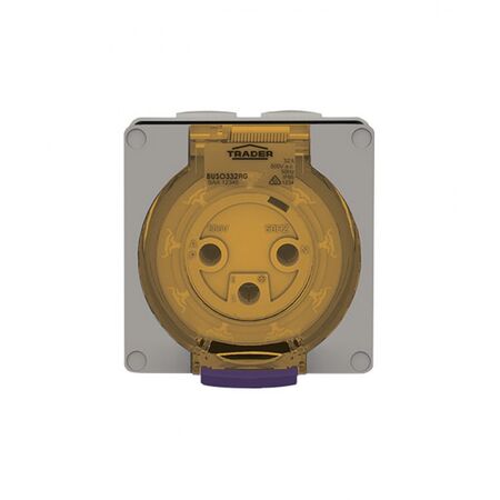 Socket Outlet IP66 32A 250V 3 Round Pin Buffalo Grey Trader