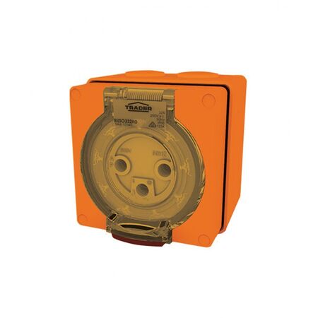 Socket Outlet IP66 32A 250V 3 Round Pin Buffalo Orange Trader
