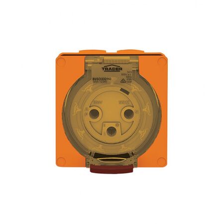 Socket Outlet IP66 32A 250V 3 Round Pin Buffalo Orange Trader