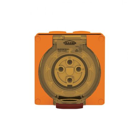 Socket Outlet IP66 10A 500V 4 Round Pin Buffalo Orange Trader